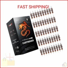50 Assorted Tattoo Cartridge Needles Mixed Size 10 Bugpin Round Liner Shader Ma