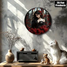 2D Flat2D Flat, 1pc Victorian Style Women And Rose Theme Round Aluminum Metal Wa