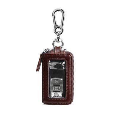 Genuine Leather Car Key Chain Holder Wallet Keychain Bag Double Zipper Purse s