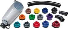 Powerbuilt 17 Piece Oil Funnel Set with Color Coded Vehicles 17, Multicolored 