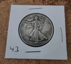 1943 p circulated Walking Liberty half dollar