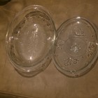 Clear Pressed Glass Oval Casserole Dish with Lid, Floral Pattern, Glossy Finish — photo 3