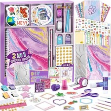 DIY Journal Kit for Girls Ages 8-14, 2-Pack Journal Set Purple Packing-2pcs