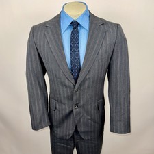 1960s Pennshire Suit Mens 42 Short Jacket 35 27 Pants Striped Disco MCM Vtg 60s