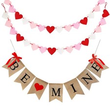 Valentines Decor, Valentines Decorations Burlap Banner, Be Mine Hanging Banne...