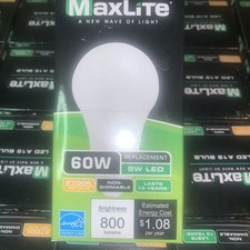 MaxLite 9W Soft White Light Bulbs 50pack, 800 Lumens 2700k