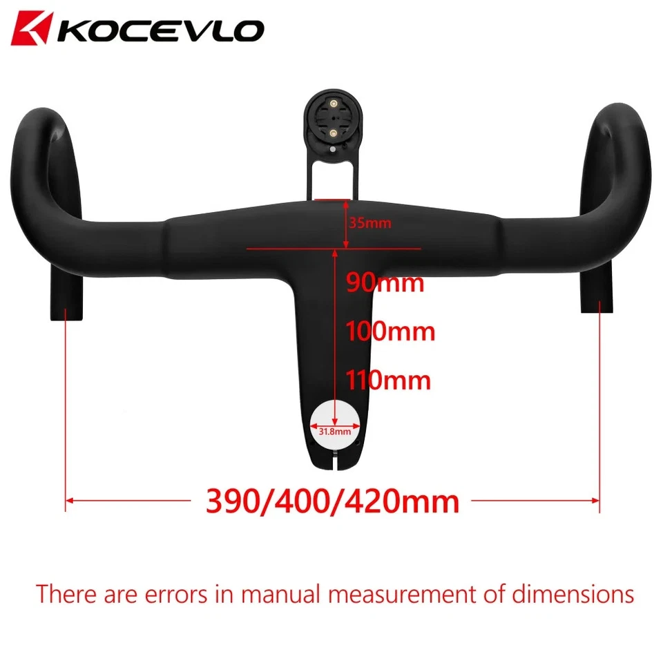 Manillar de carretera de carbono con vástago 28,631,8 mm integrado OD2 barra de bicicleta 390/400/420MM Foto 2 de 4
