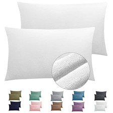 2 Pack Zippered Velvet Pillowcases, Super Soft and Cozy Luxury Standard White