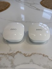 Two 2 EERO 6 Dual Band Mesh Wi-Fi 6 Router J010001 w/ all cords