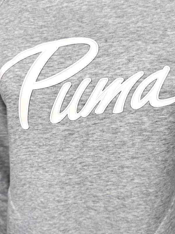 Grand logo Puma sweat-shirt femme taille M gris coton capuche col haut - Photo 3/4