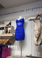 Windsor Royal Blue Bodycon Mini Dress with Rhinestones Size S