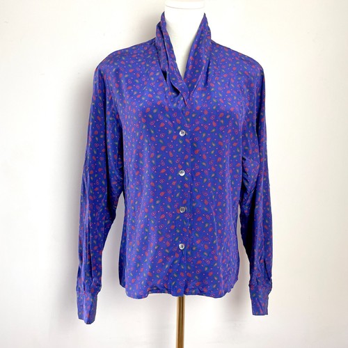 Liz Claiborne, Vintage 90s Liz Claiborne Silk Button Front Top Sz 6 Draped Neckline Paisley