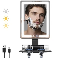 DESCHEN 2025 Updated Heated Shower Mirror Fogless for Shaving Men with 3 Colo...
