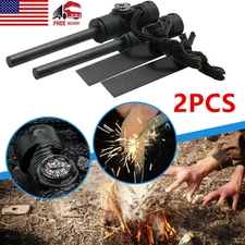 2X Fire Starter Flint Steel Striker Survival Kit Ferro Rod Camping Outdoor Tool