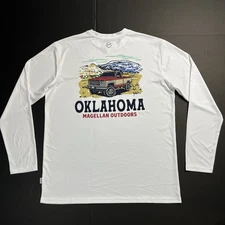 Magellan Fish Gear Long Sleeve Sun Shirt Oklahoma Truck Mens Size Medium NWOT
