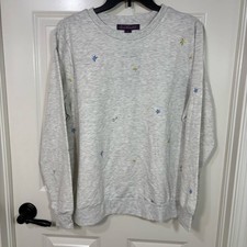 NWT Gloria Vanderbilt Floral Embroidered Crewneck Sweatshirt Women  s XL