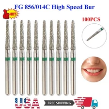 Dental Diamond Burs FG 856/014C Round End Taper High Speed Burr Coarse Grit 100X