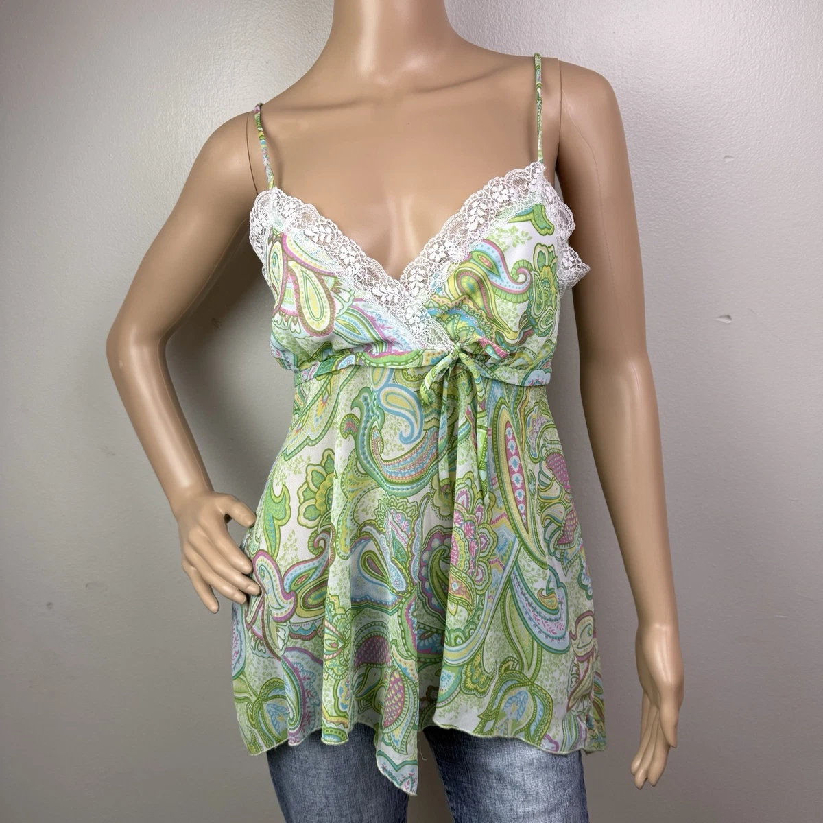 Haut D’été Vert Pastel – J. Mode – Bretelles Dentelle – Taille S – Neuf Avec étiquettes De Revente