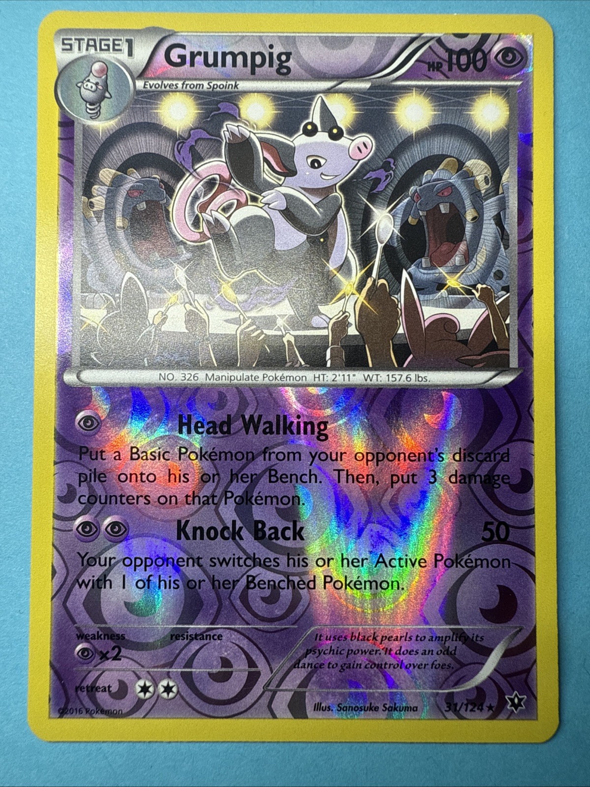 Grumpig 31/124 Fates Collide Pokémon TCG Reverse Holo Lightly Played