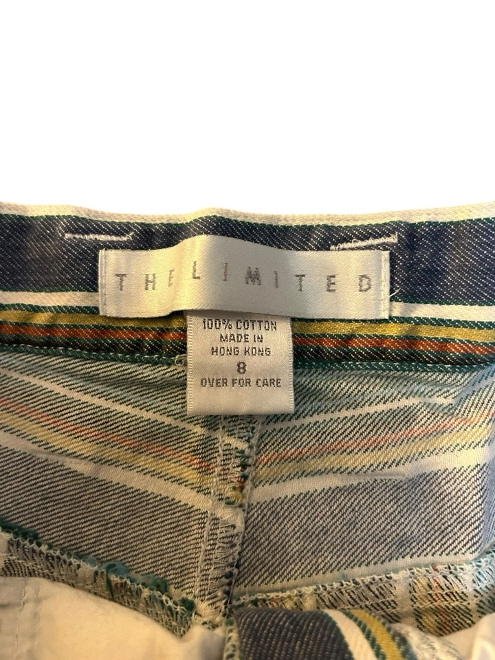 Pantalones Cortos De Colección Años 90 The Limited Denim A Rayas Para Mujer Talla 8 Usados en Excelente Condición Y2K Foto 3 de 4