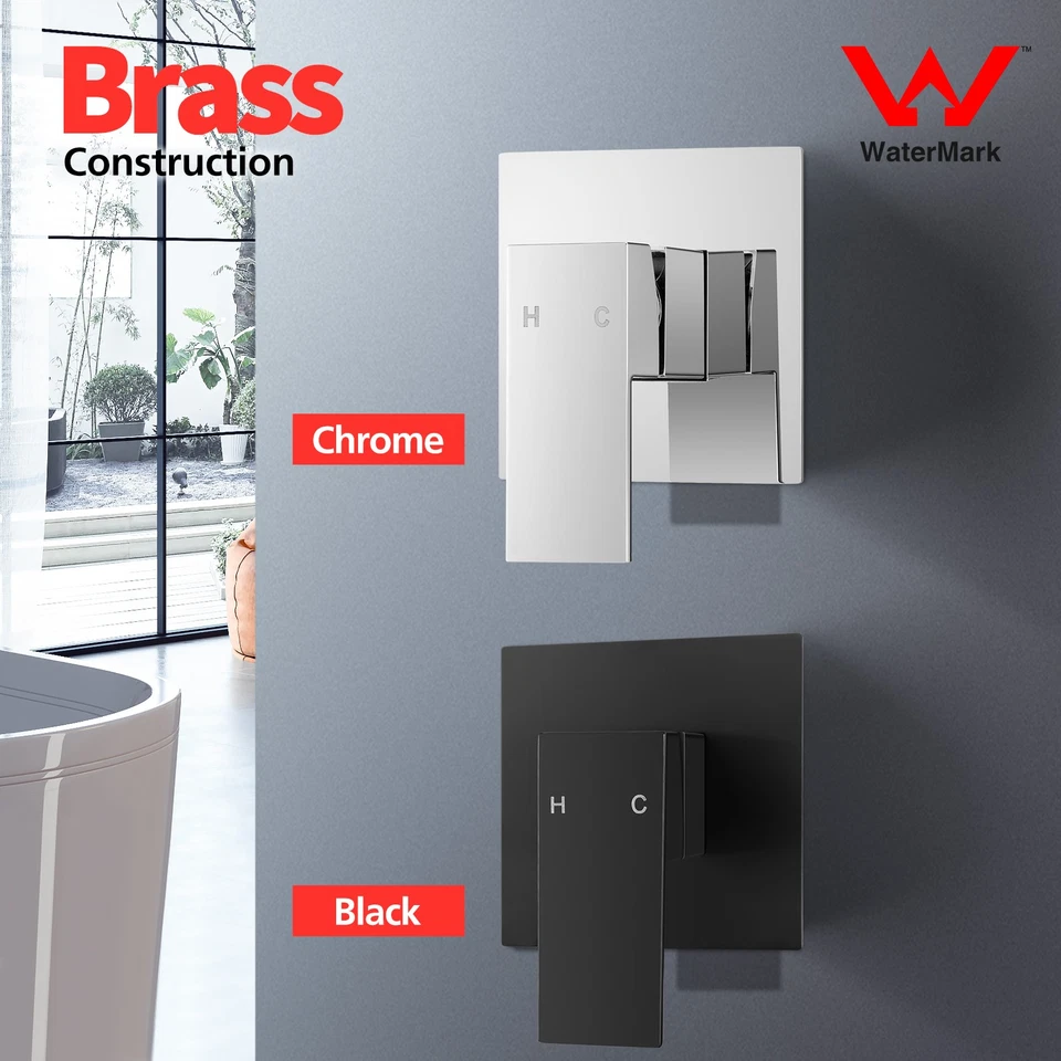 ACA 8/10" Square Shower Head Stainless Steel High Pressure Rain Shower Tap Set - image 2 of 4