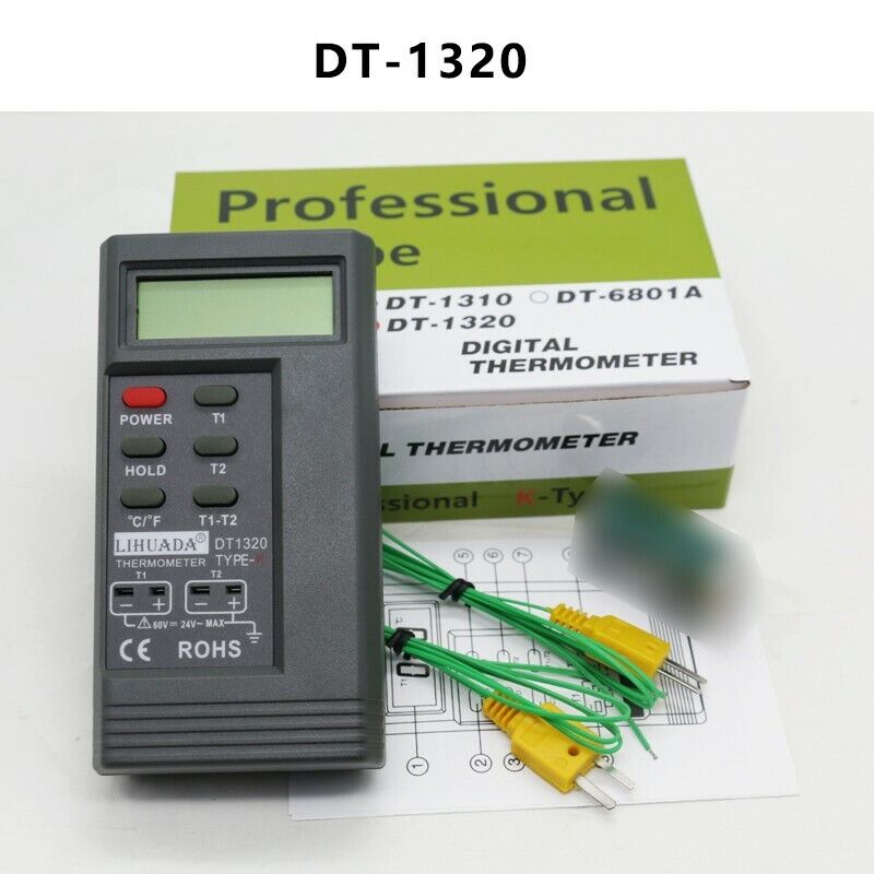 DT1320 Two-Channel Thermocouple Thermometer Industrial K Type Hi
