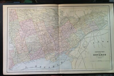 #7.George F.Cram Vintage Map Eastern Ontario - Canada 1889 