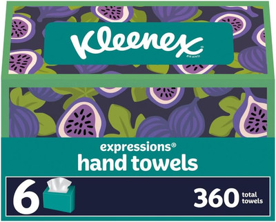Expressions Disposable Paper Hand Towels, 6 Boxes, 60 Towels per Box (360 Total 