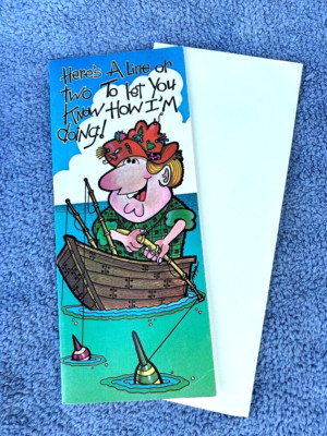 1980s RHINEHART GREETING CARD ''HERE'S A LINE OF TWO TO LET YOU KNOW HOW....'' NEW