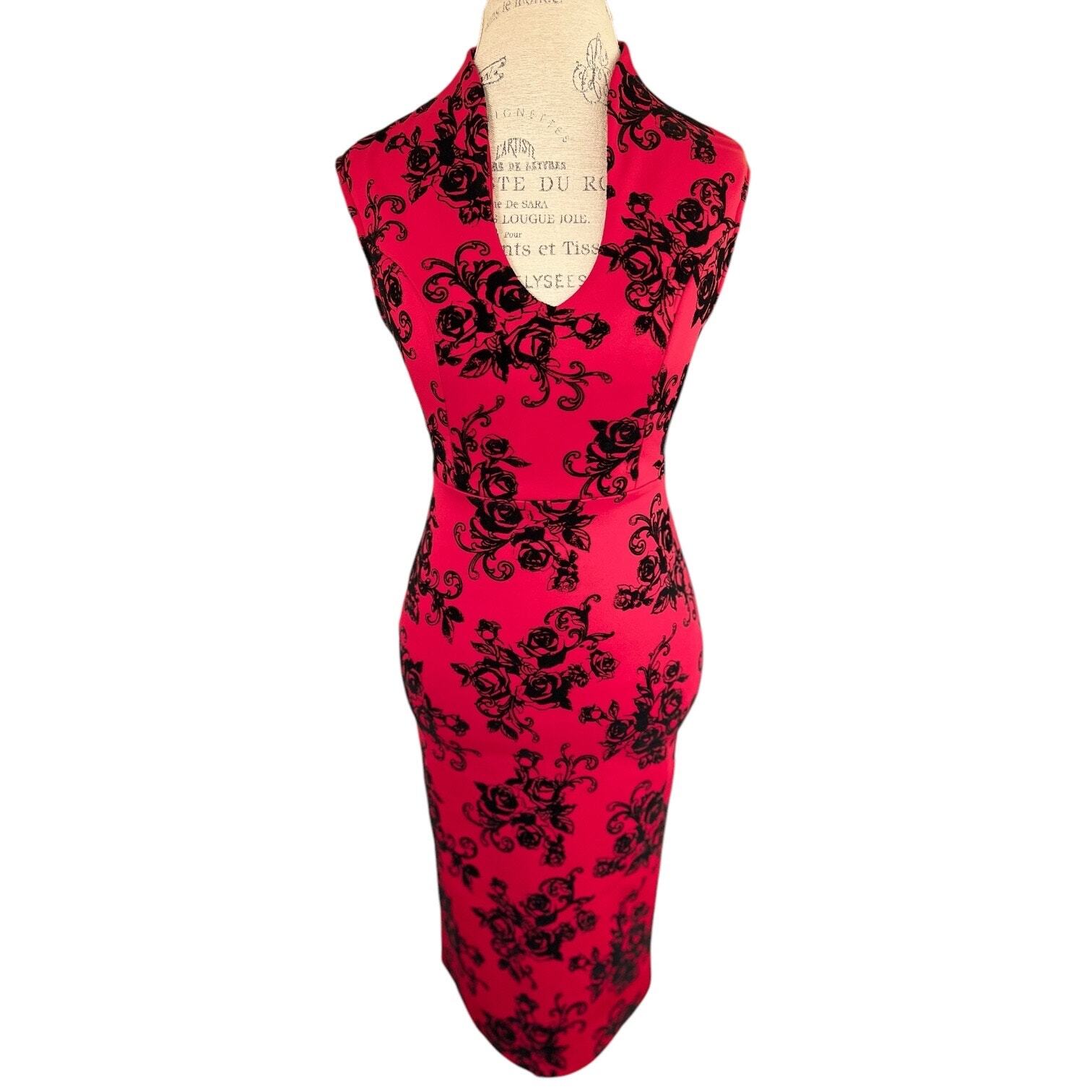 Trixxi mini dress - velvet floral, plunging neckline, festive holiday Christmas