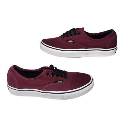 Vans Shoes Womens 8 Maroon Red White Low Tops Skate Skateboarding Comfy Lace Up