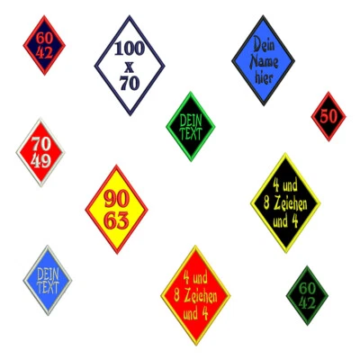 SMART-OUTDOOR Rautenaufnäher mit eigenem Wunschtext Werbung MC Metal Club Patch Aufnäher Raute