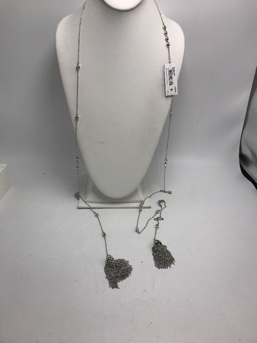 $128 Betsey Johnson Blue Jazz Tassel Crystal Necklace BKK7 - Picture 6 of 7