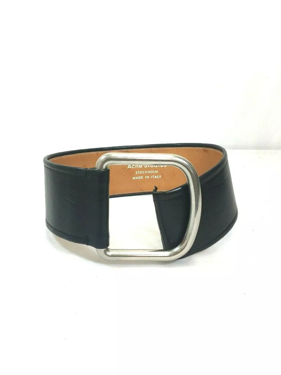 Acne Studios Volt Waist Black Leather Belt w/ Silver Hardware