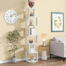 6-Tier Rotating Bookshelf Floor Rack Freestanding Bookcase Storage Display Rack