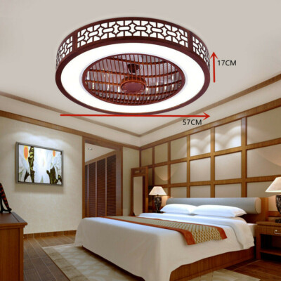 22''LED Light Flush Mount Chandelier Lamp  Modern Ceiling Fan + Remote Control