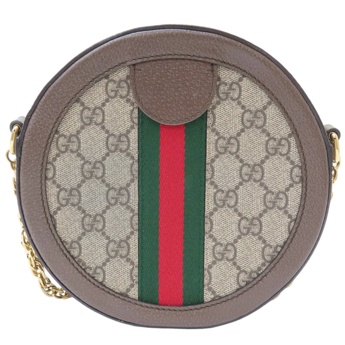 GUCCI GG Supreme Canvas Ophidia Mini Round Shoulder Bag Beige