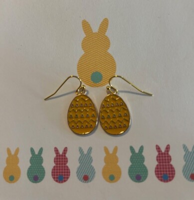 Cute Gold Easter Egg Earrings, 4/8'' by 6/8''