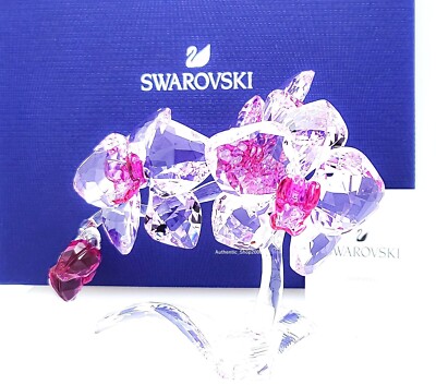 New 100% SWAROVSKI Purple Crystal Flowers Orchid Figurine Display