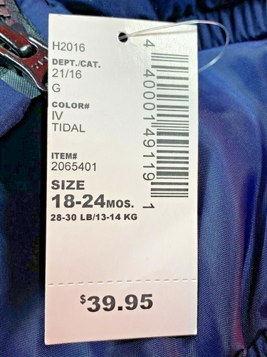 NWT The Children's Place Blue Zip-Up Hooded Winter Jacket Size 18-24 Months - Picture 7 of 7