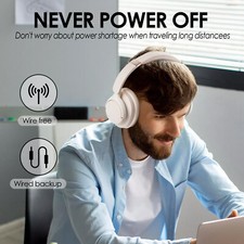 Lux ANC Wireless Over-Ear Headphones Hybrid Active Noise Cancelling Beige 11