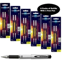 Uni-ball Signo Impact 207 Pen Black Gel Ink 1.0mm Bold Point w/ 6Pks of Refills