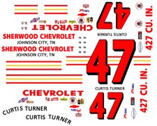 47 Curtis Turner Sherwood Chevrolet 1966 1/64th HO Scale Slot Car Decals