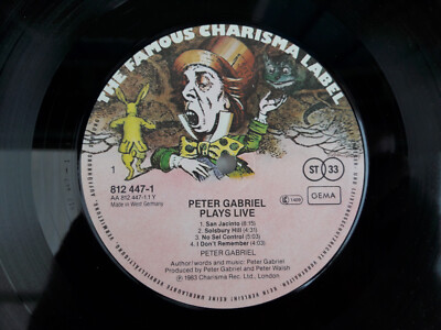 LP Schallplatte PETER GABRIEL Plays Live, ohne Cover, Vinyl