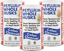 Yerba Prima Psyllium Husk 12 Ounce Pack of 3 - Whole Husk Fiber Supplement fo...
