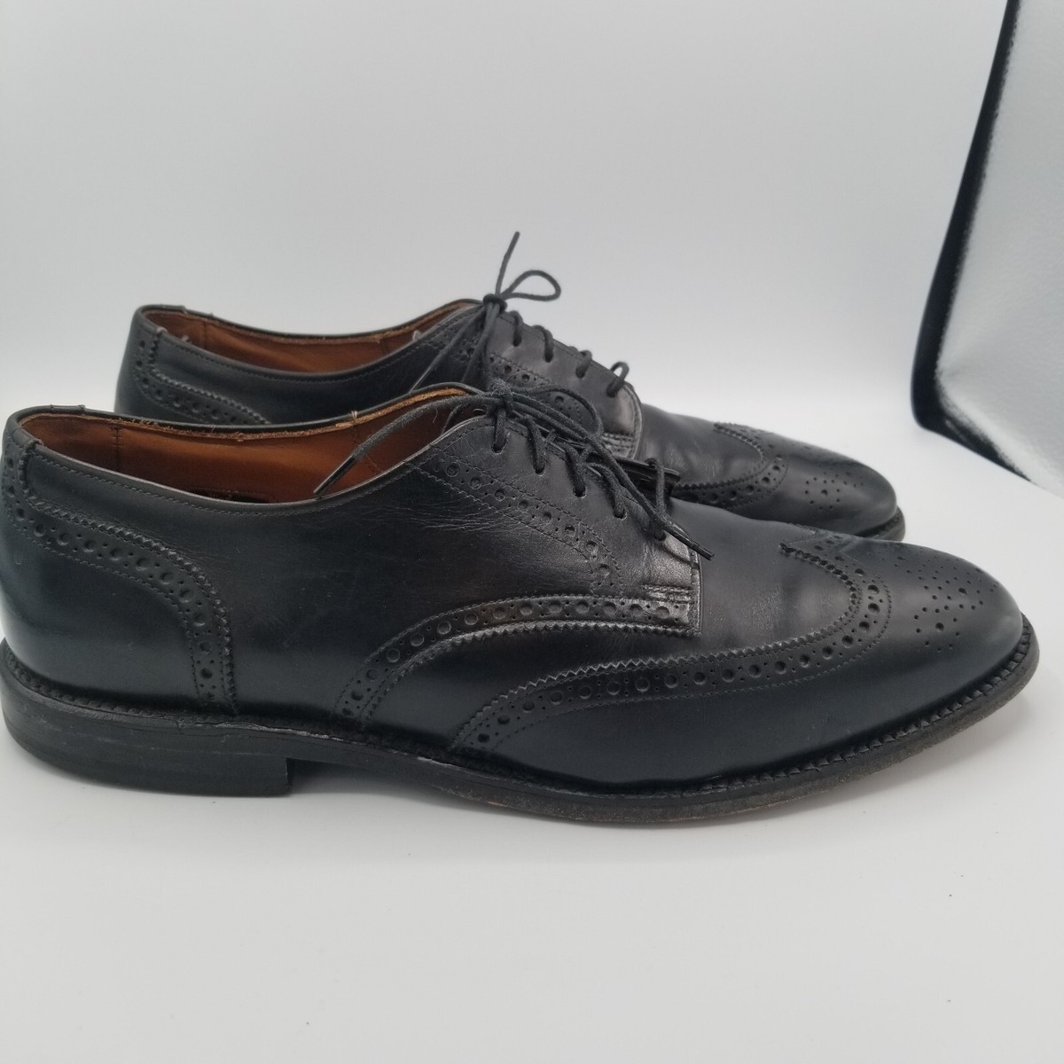 Allen Edmonds Shoes Men\'s 10.5 D Black Burton Bluchers Dress Business Lace Up Vintage Allen Edmonds Auburn Black Wingtip Shoes 10.5E - Etsy main image 2