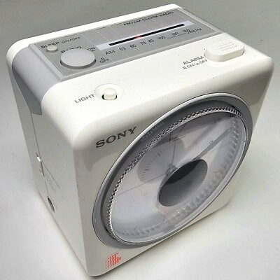 Vintage Ivory White Sony ICF-A8W JAPANESE Alarm Clock AM/FM Radio