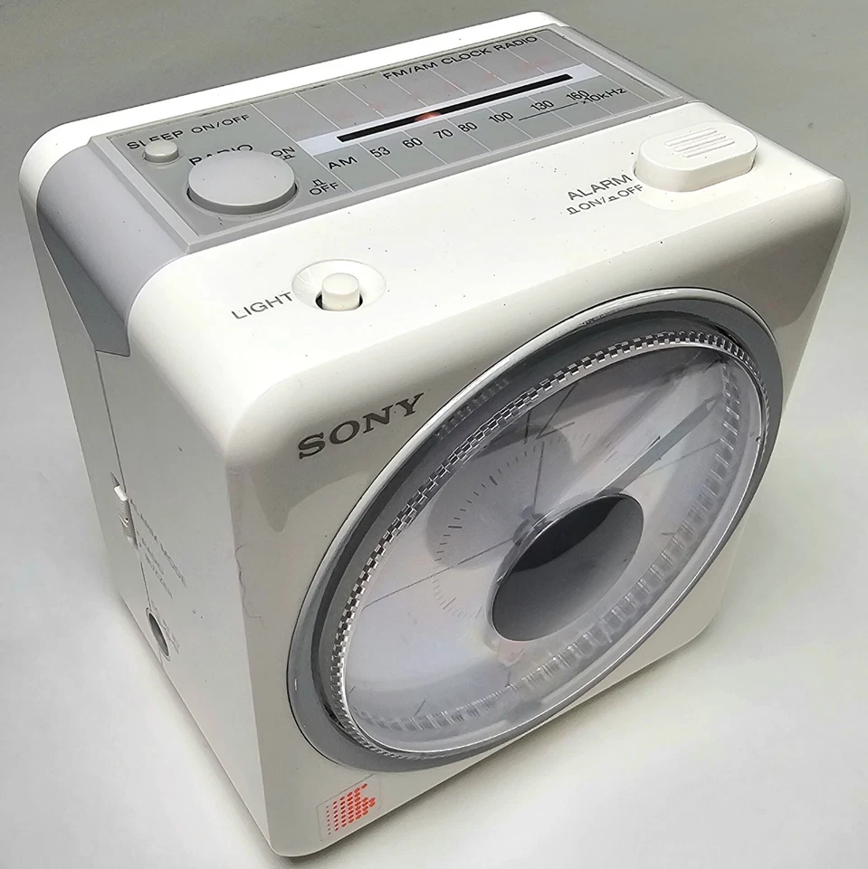 Vintage Ivory White Sony ICF-A8W JAPANESE Alarm Clock AM/FM Radio 3x4.5x4.5in - Image 2 of 4