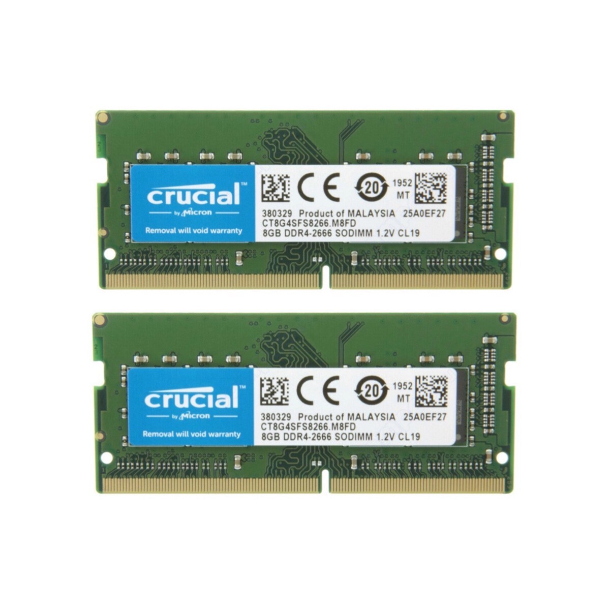 Crucial 16GB 2X 8GB DDR4 2666MHz PC4-21300 Laptop SODIMM Memory