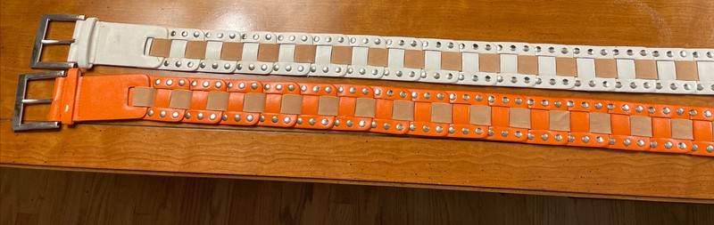 Two Unique Woman’s Leather Belts From Türkiye -Orange, White Size 8-10